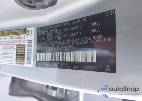 2021 Toyota Highlander Xle z USA, uszkodzony, nr VIN 5TDGZRBH6MS544078